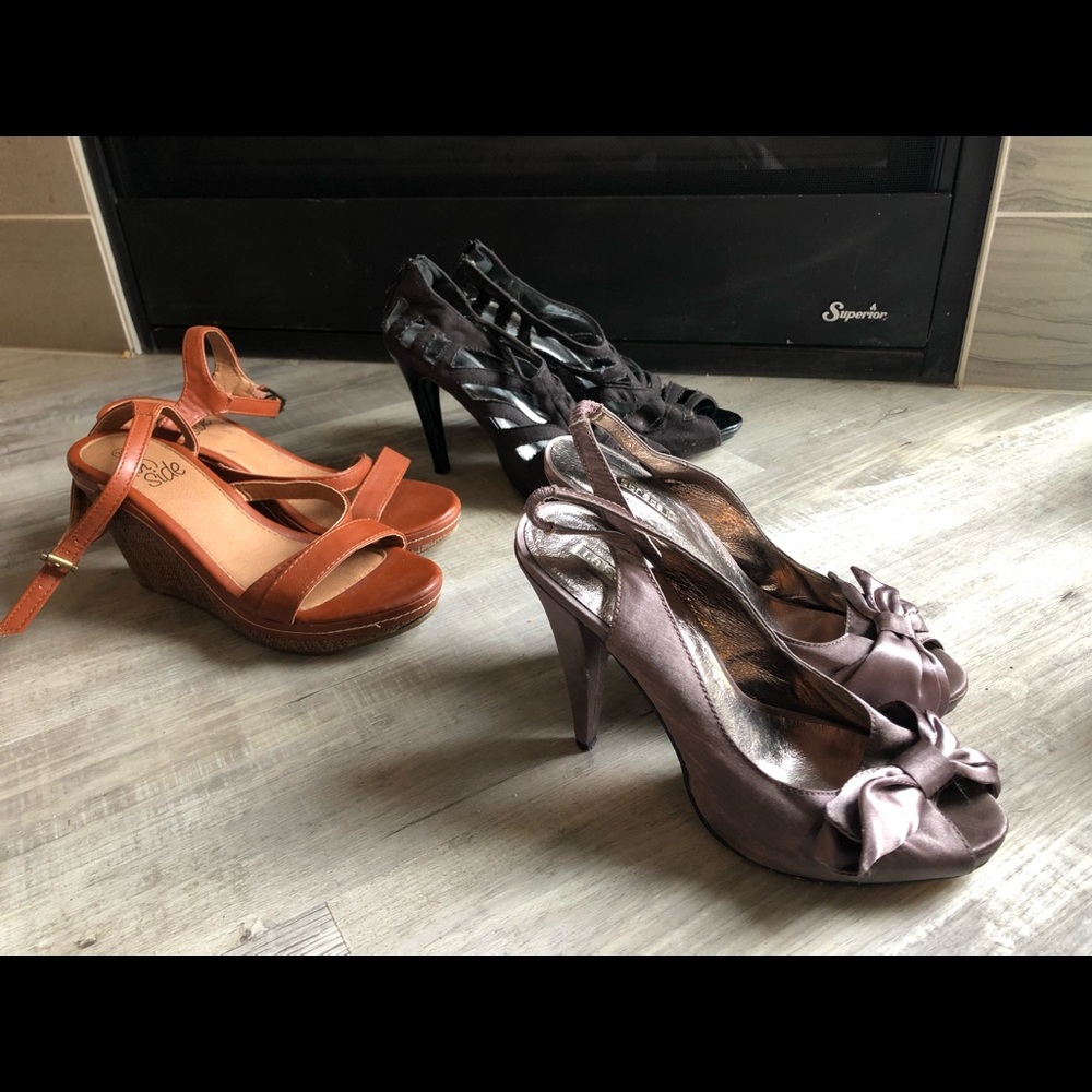 3 pairs of high heels, size 7/8